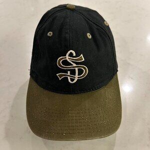 Vintage 90's Designer Stüssy Black & Khaki Snapback Baseball Hat